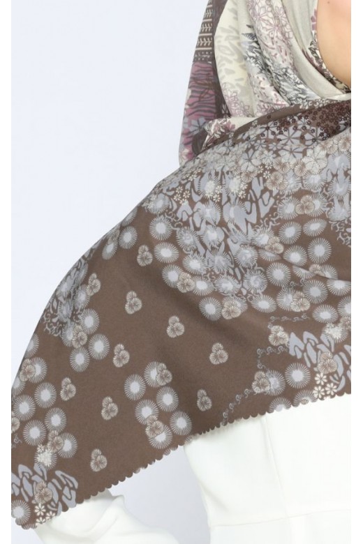 Hijab Segi Empat Ultimate Silk Lasercut Jasmine Brown